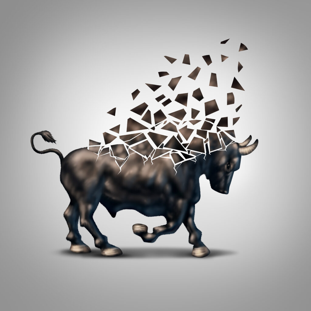 Fragile,Bull,Market,Financial,Crisis,Concept,As,An,Economic,Symbol