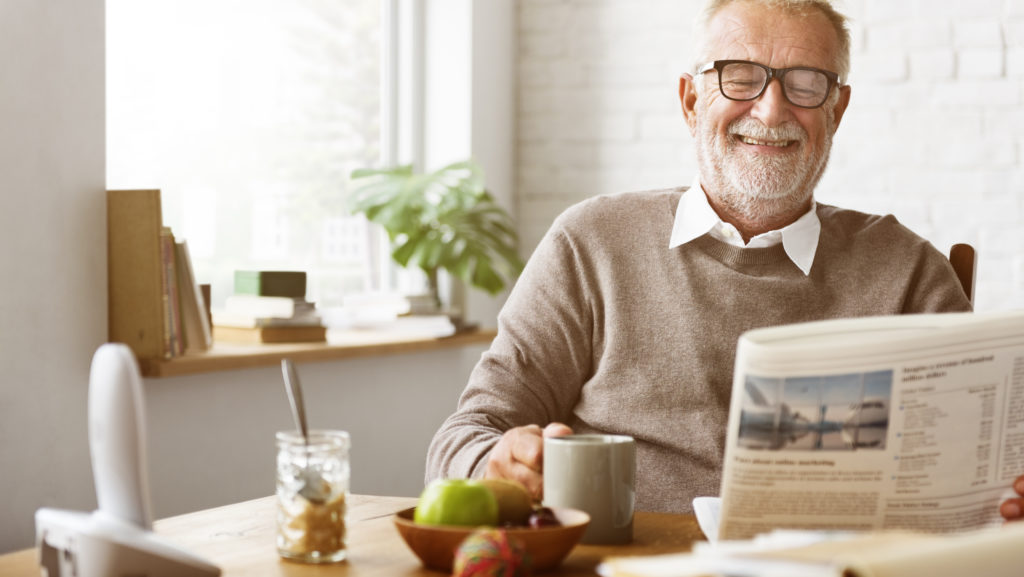 Grandfather,Newspaper,Coffee,Retirement,Man,Concept