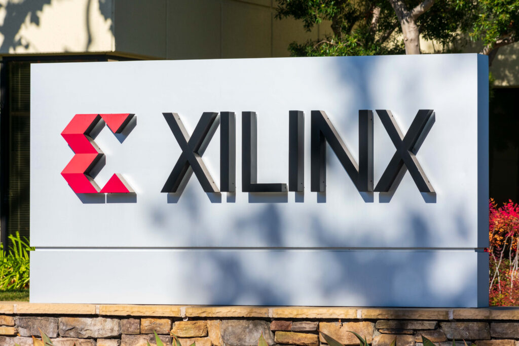 Xilinx,Sign,,Logo,At,Headquarters.,Xilinx,Is,Semiconductor,Manufacturing,Company