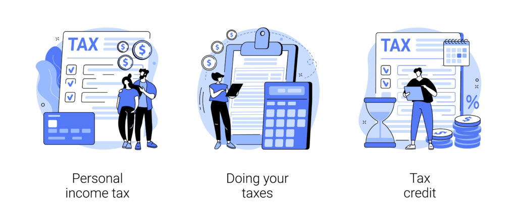 Years,Tax,Bill,Abstract,Concept,Vector,Illustration,Set.,Personal,Income